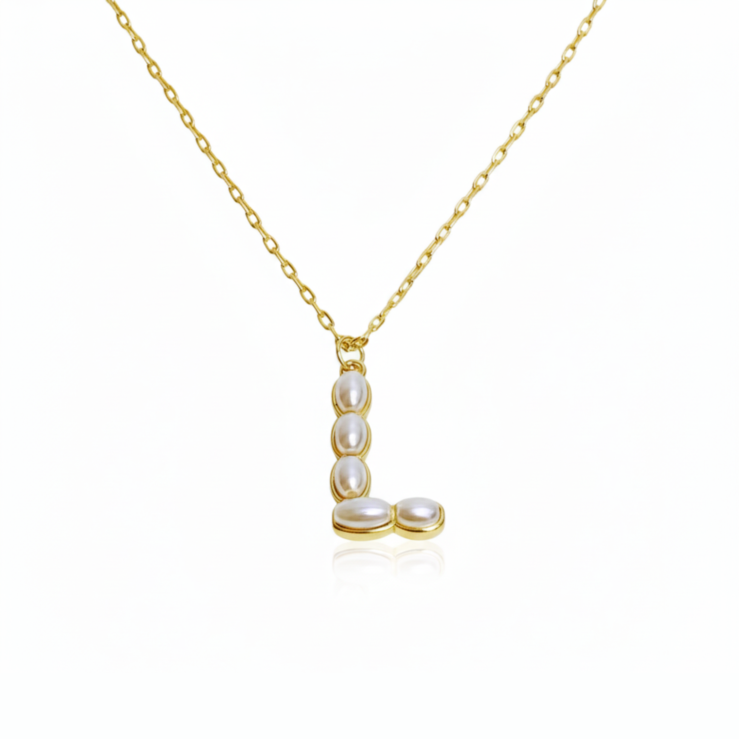 Pearl Mosaic Initial Pendant Necklace