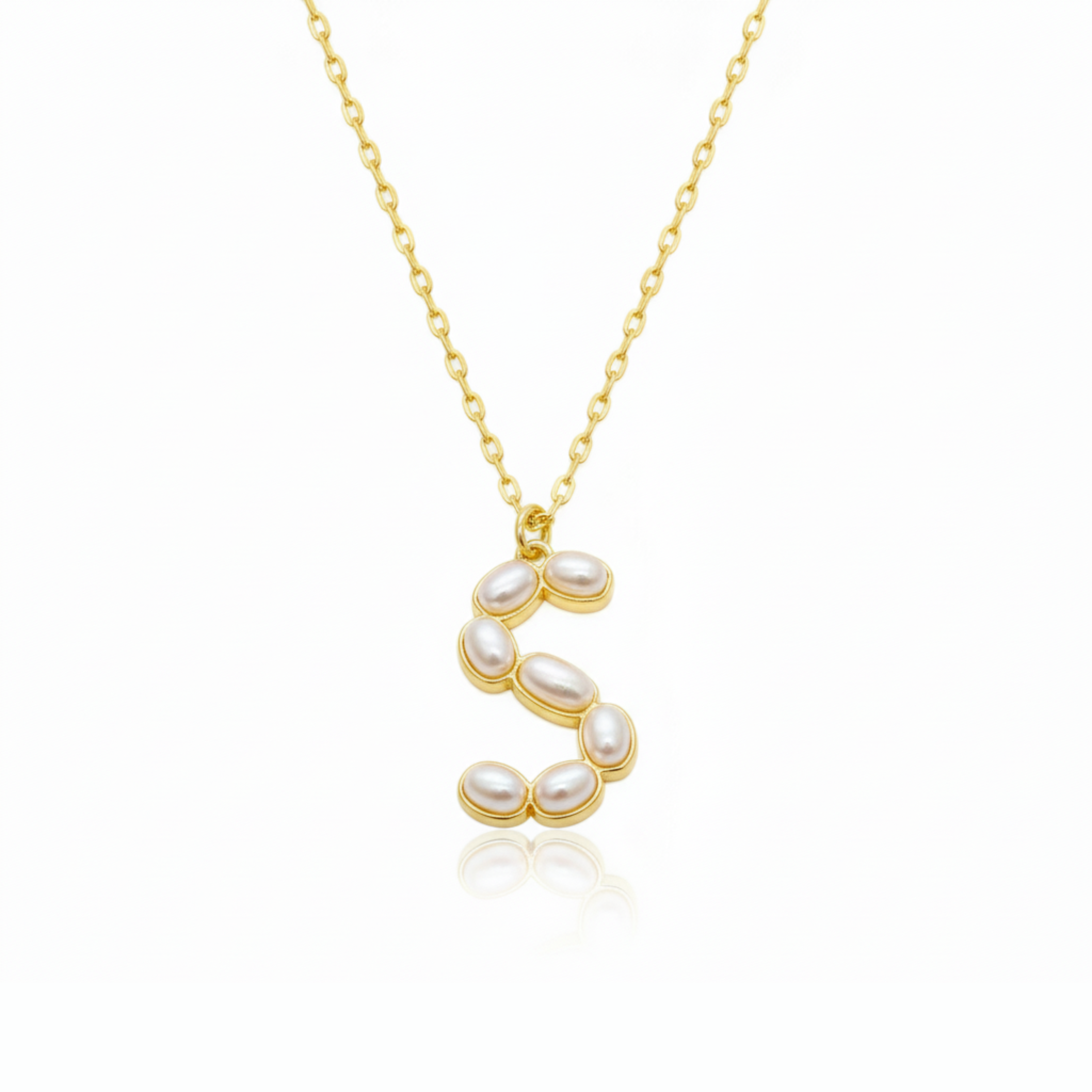 Pearl Mosaic Initial Pendant Necklace