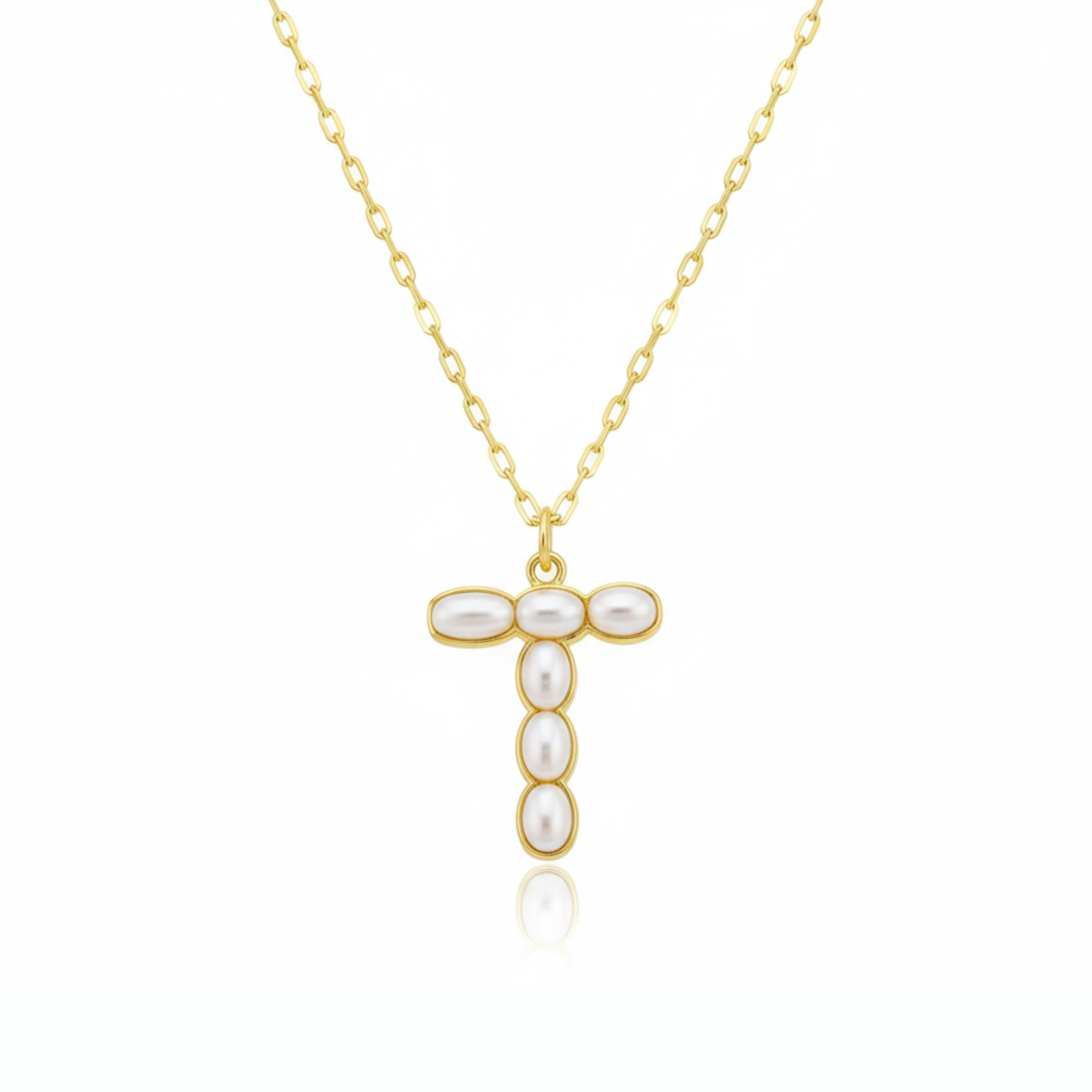 Pearl Mosaic Initial Pendant Necklace