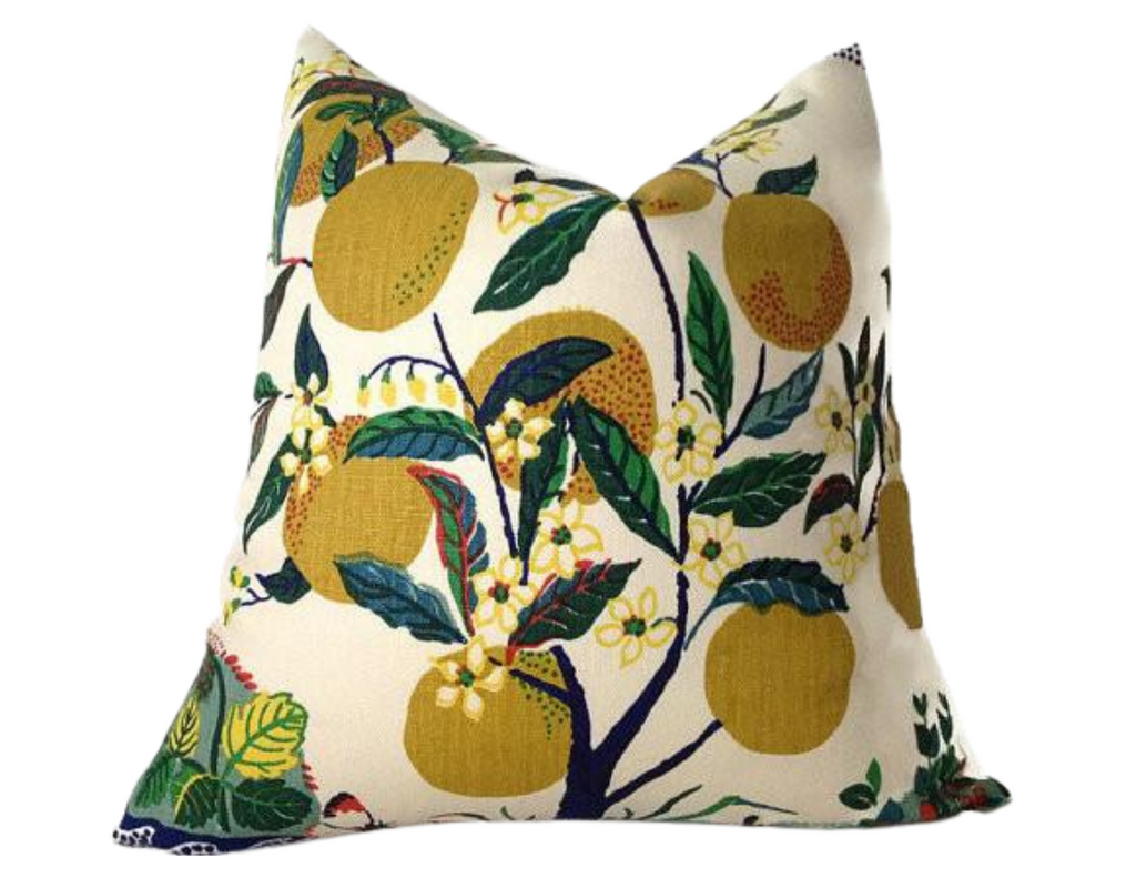 Citrus Garden Linen Pillow Cover, Schumacher Textiles