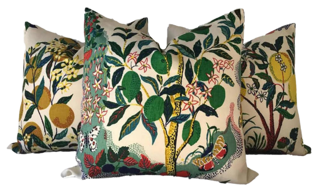 Citrus Garden Linen Pillow Cover, Schumacher Textiles