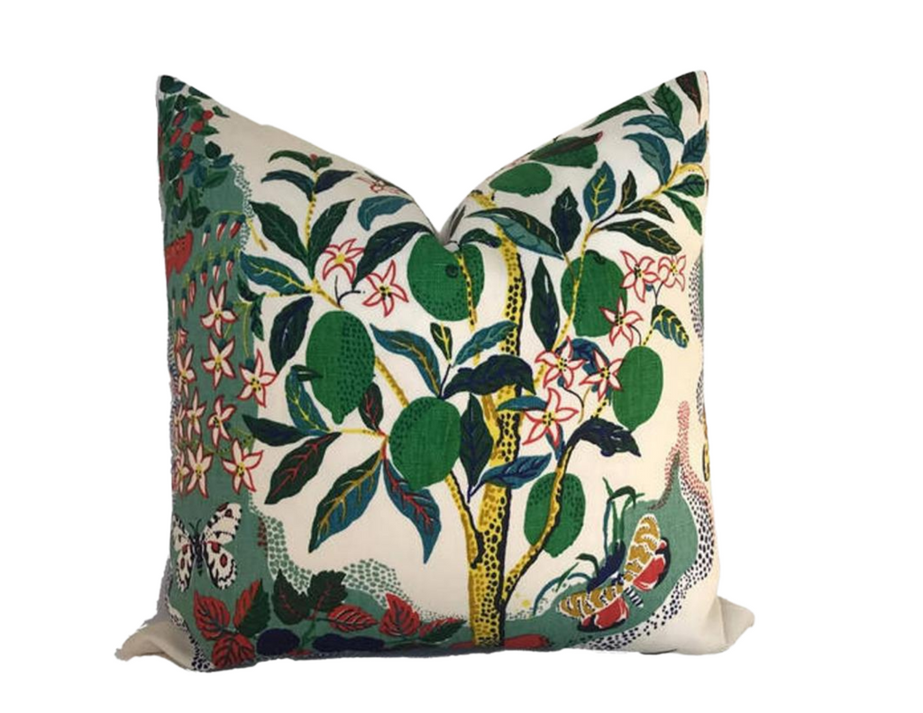Citrus Garden Linen Pillow Cover, Schumacher Textiles