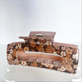 Brown Retro Floral Claw Clip