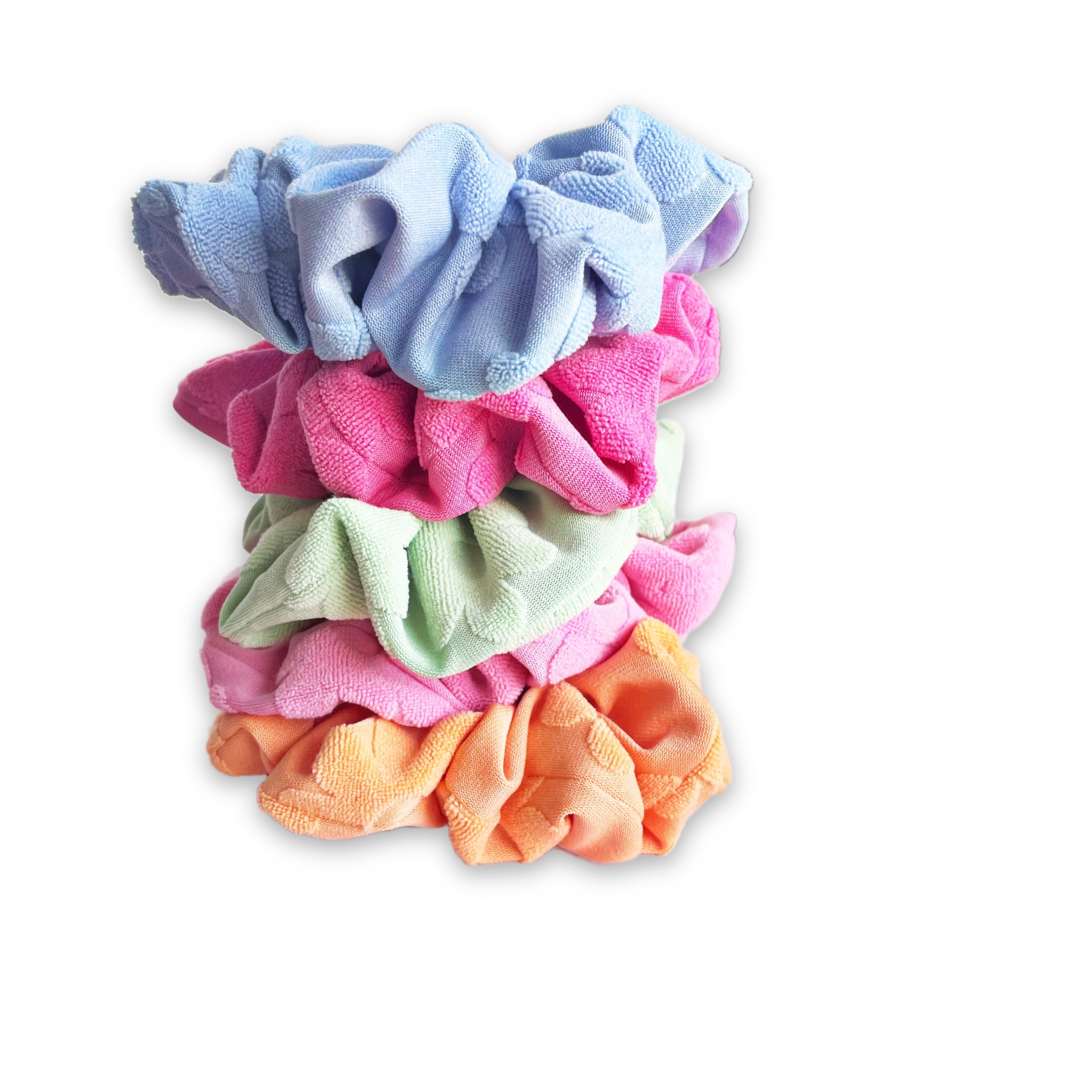 Floral Terry Cloth Knit Scrunchies