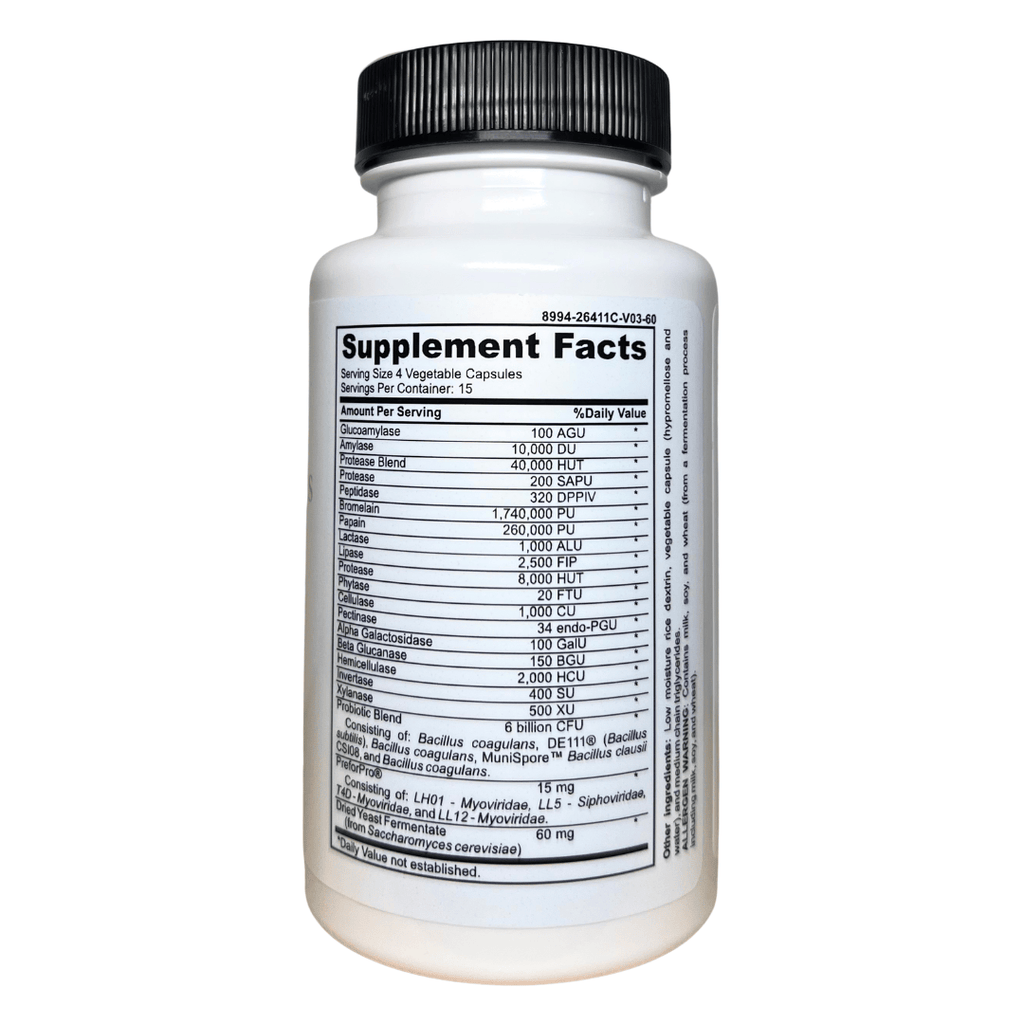 FODMAP Digestive Enzymes + Prebiotics + Probiotics + Postbiotics MD PhD Formulated Gut Friendly Low FODMAP
