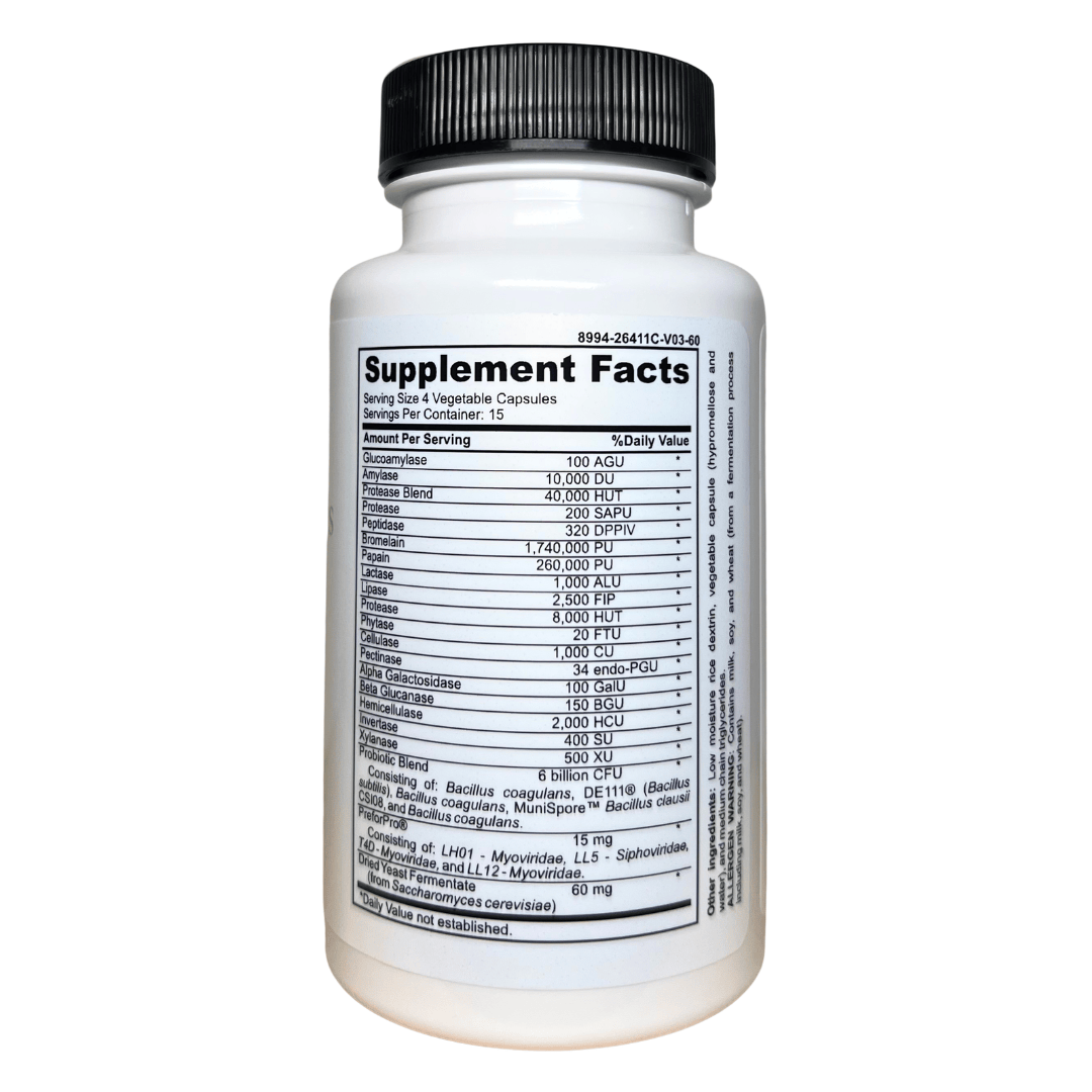 FODMAP Digestive Enzymes + Prebiotics + Probiotics + Postbiotics MD PhD Formulated Gut Friendly Low FODMAP