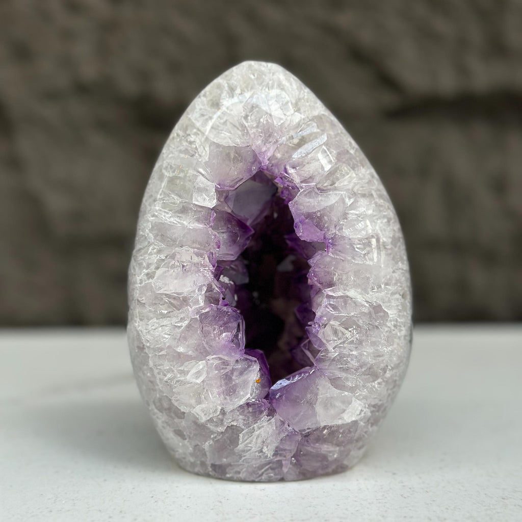 Quartz, Amethyst and Agate Stone Egg, 3 Lb Oval Full polished Crystal