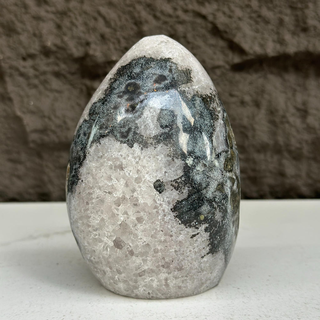 Quartz, Amethyst and Agate Stone Egg, 3 Lb Oval Full polished Crystal