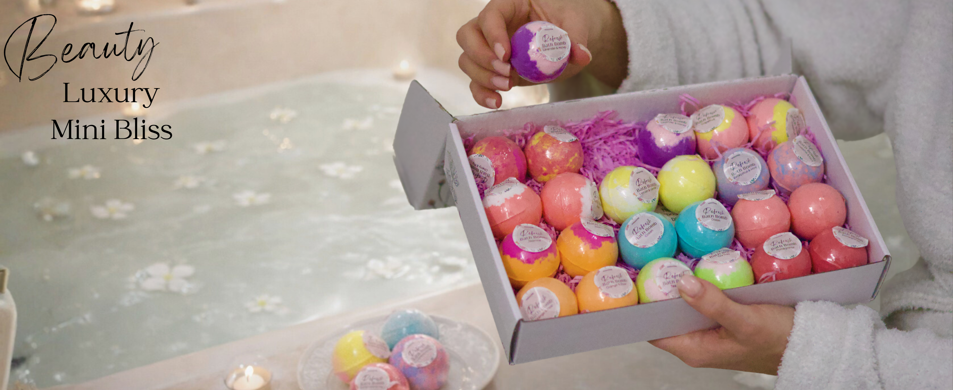 EvolutionUSA Refresh Bath Bombs for Women & Kids – 24 Lush Bath Bombs Mini Sized, Organic Bathbomb Set, Women & Kids Bath Fizz, Luxury Gift for Mother’s Day, Easter, Valentines, Birthday or Self Care