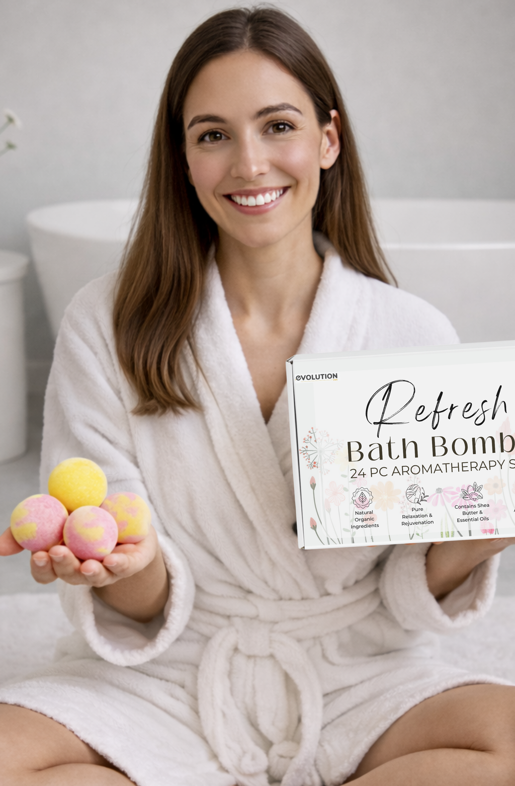EvolutionUSA Refresh Bath Bombs for Women & Kids – 24 Lush Bath Bombs Mini Sized, Organic Bathbomb Set, Women & Kids Bath Fizz, Luxury Gift for Mother’s Day, Easter, Valentines, Birthday or Self Care