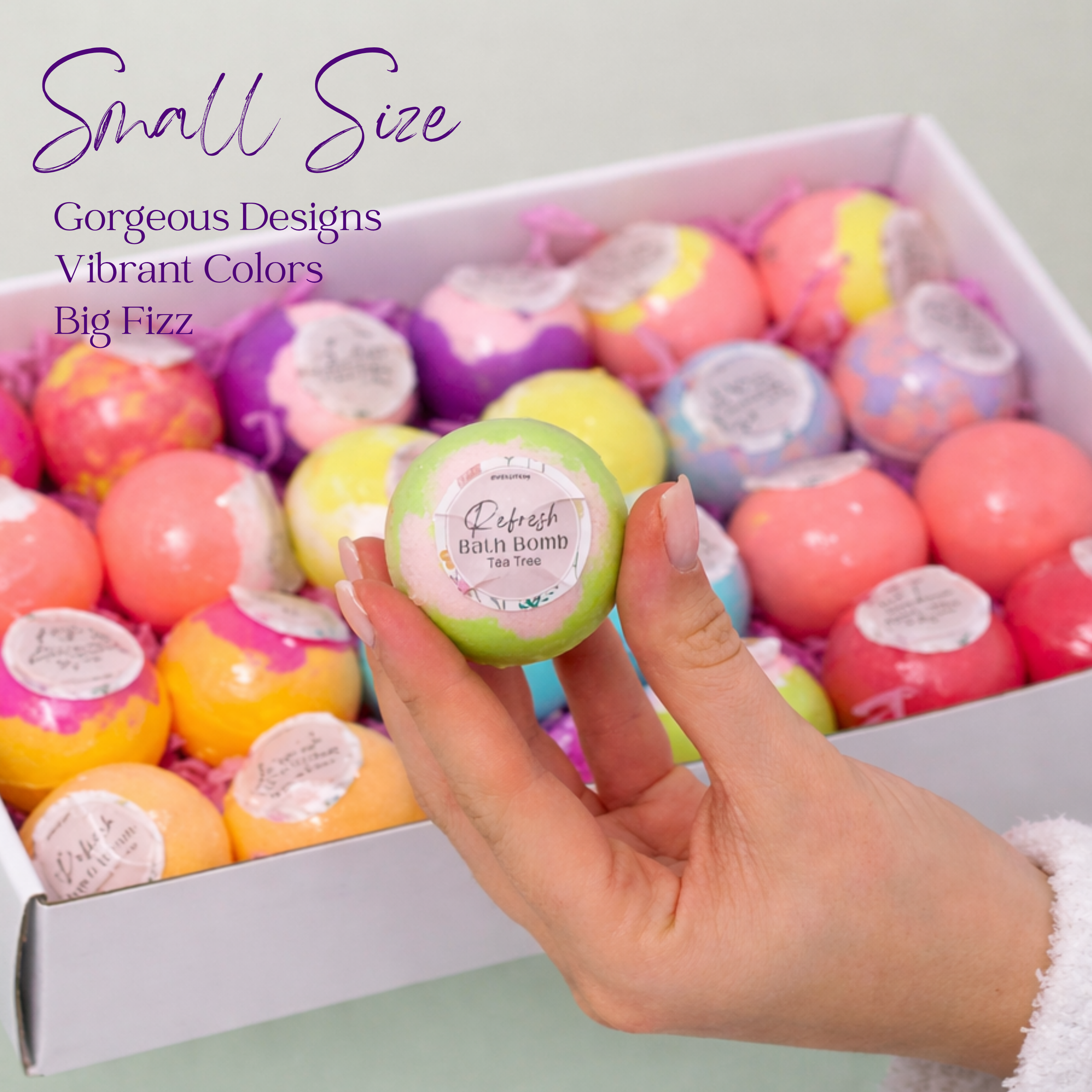 EvolutionUSA Refresh Bath Bombs for Women & Kids – 24 Lush Bath Bombs Mini Sized, Organic Bathbomb Set, Women & Kids Bath Fizz, Luxury Gift for Mother’s Day, Easter, Valentines, Birthday or Self Care