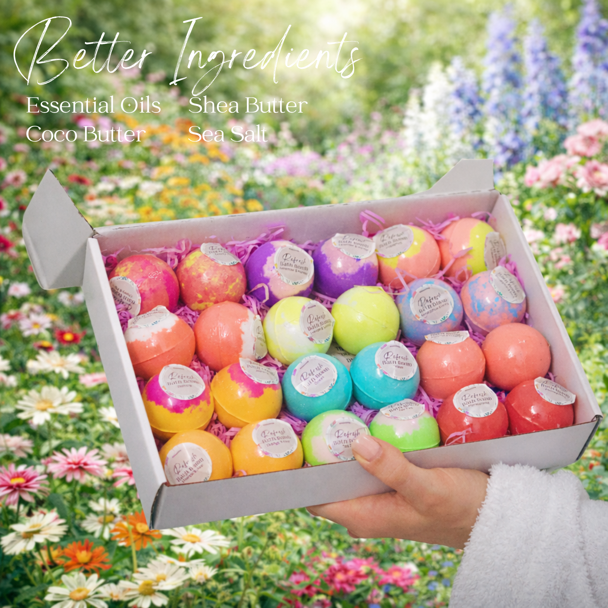 EvolutionUSA Refresh Bath Bombs for Women & Kids – 24 Lush Bath Bombs Mini Sized, Organic Bathbomb Set, Women & Kids Bath Fizz, Luxury Gift for Mother’s Day, Easter, Valentines, Birthday or Self Care