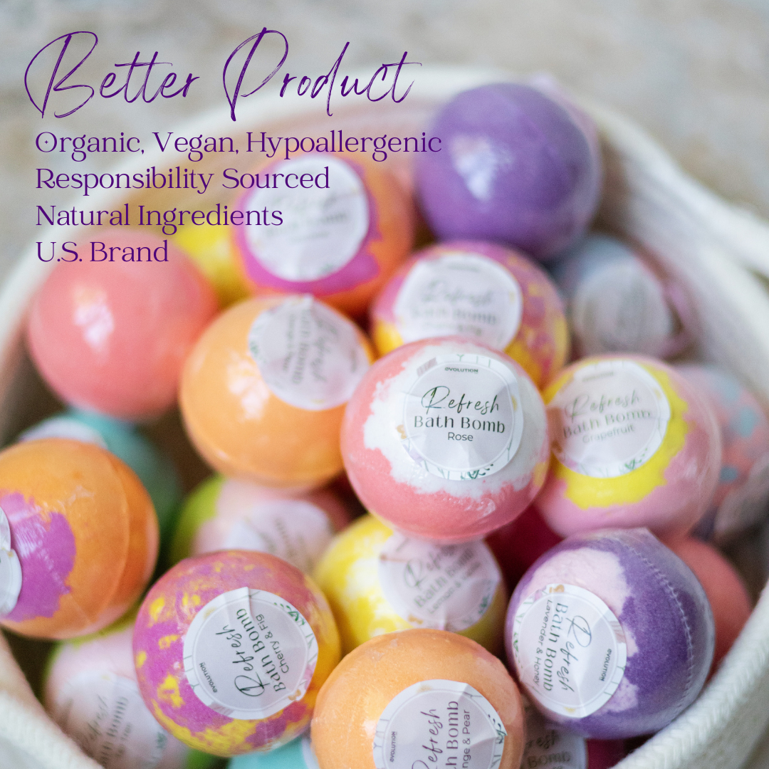 EvolutionUSA Refresh Bath Bombs for Women & Kids – 24 Lush Bath Bombs Mini Sized, Organic Bathbomb Set, Women & Kids Bath Fizz, Luxury Gift for Mother’s Day, Easter, Valentines, Birthday or Self Care
