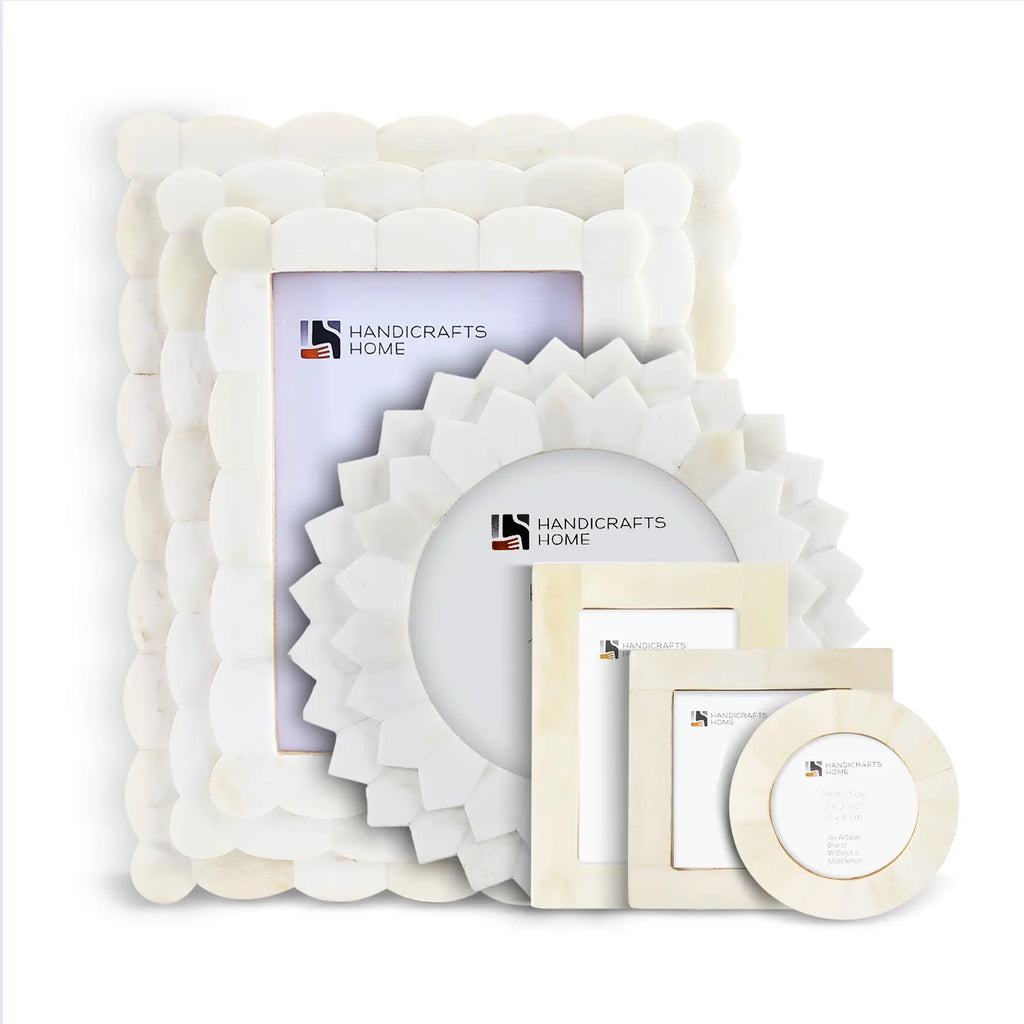 Royal White Bone Inlay Picture Frames Combo Pack of 5