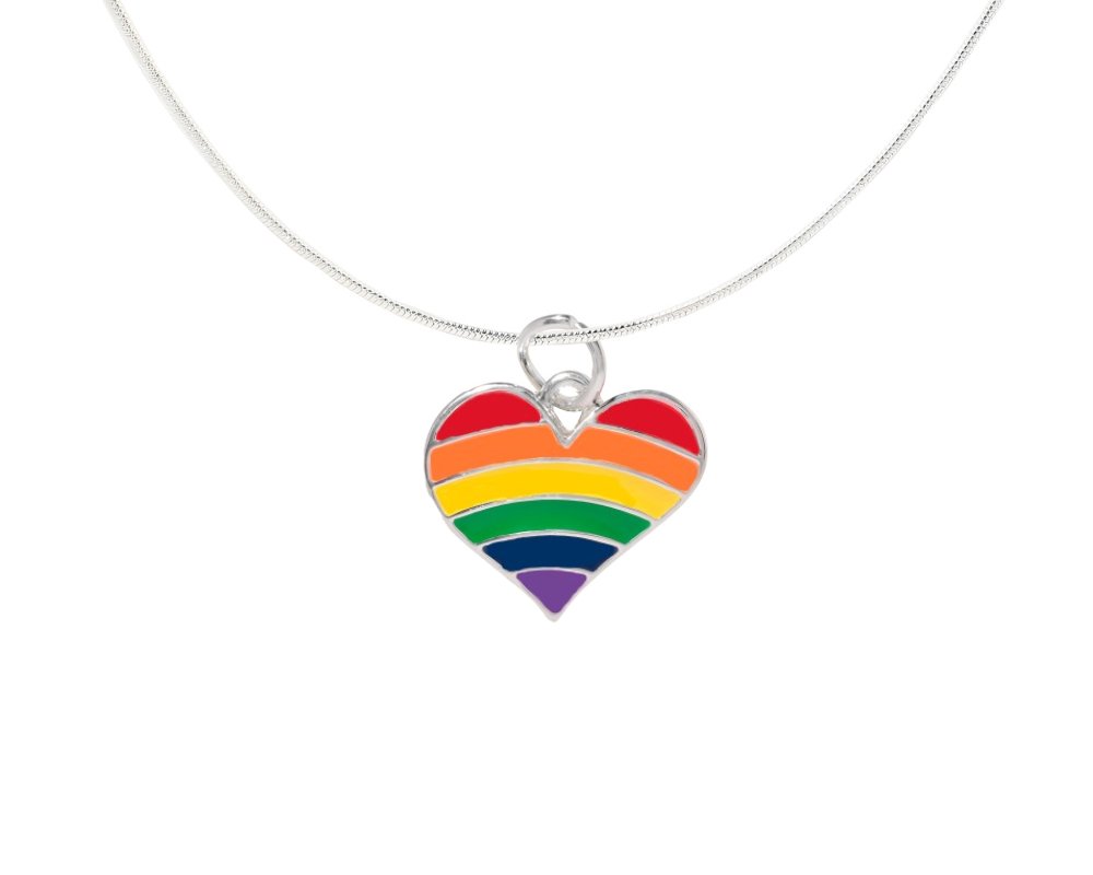 Rainbow Heart Gay Pride Necklaces