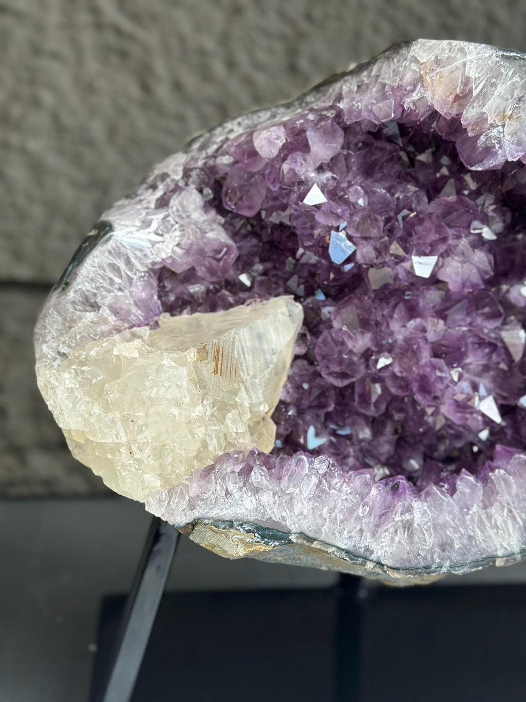 Rare Crystal Geode with Calcite, Outstanding Quality Amethyst