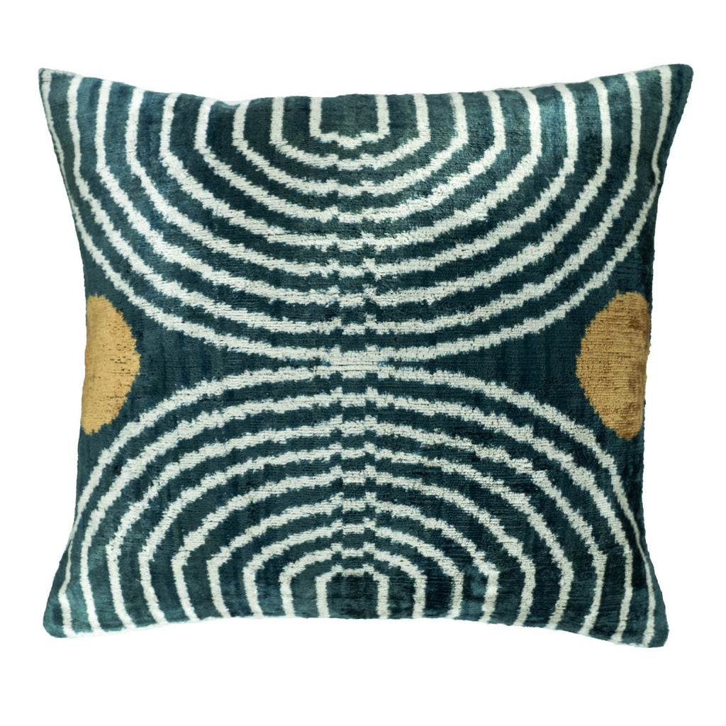 Ripple Silk Velvet Ikat Throw Pillow Cover 20 X 20