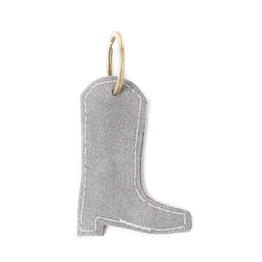 Western Whimsy Leather Key Fob in Bootcut Grey