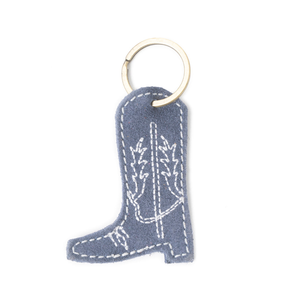 Western Whimsy Leather Key Fob in Bootcut Blue