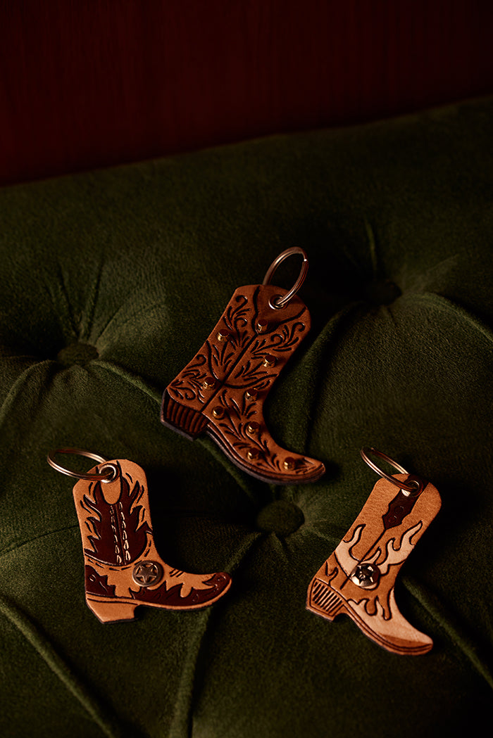 Lilâ€™ Wrangler Leather Key Fob in Cocoa Flame