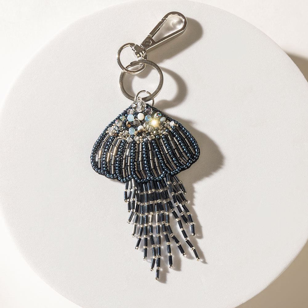 Moon Jelly Keychain in Midnight Blue