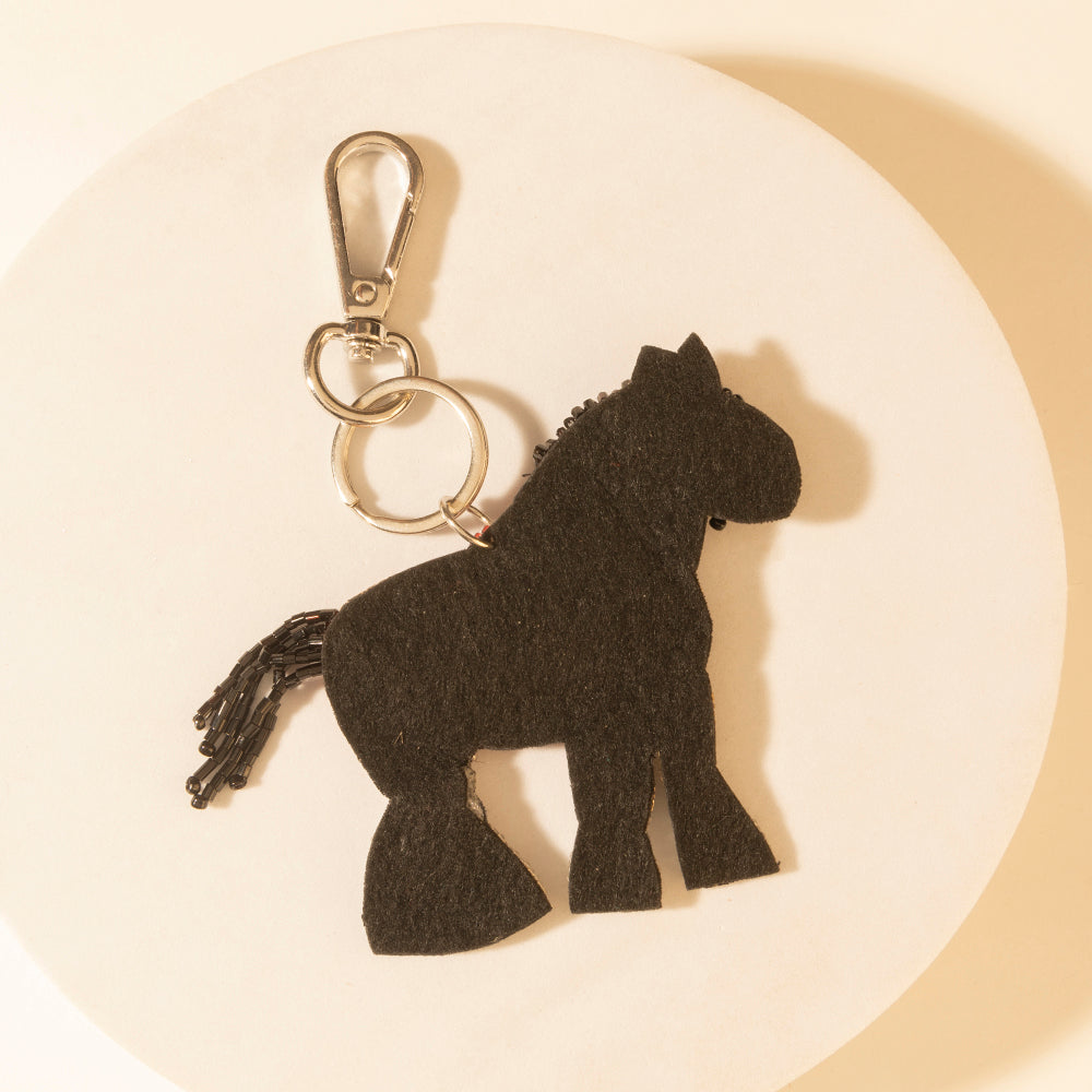 Myra Barnyard Horse Bronco Beaded Keychain in Hoof Red