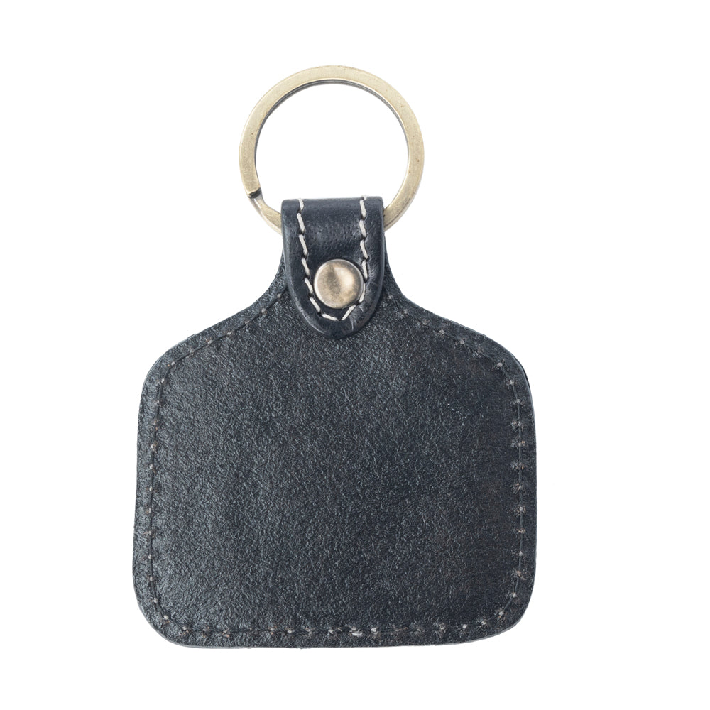 Myra Dusthorn Relic Handtooled Leather Keyfob in Wood Brown