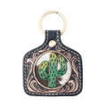 Myra Saguaro Spirit Handtooled Leather Keyfob in Sage Brown