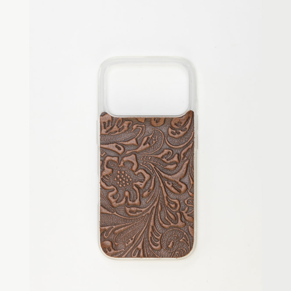 Myra Timber Cut Embossed Leather iPhone 17 Pro Mobile Case