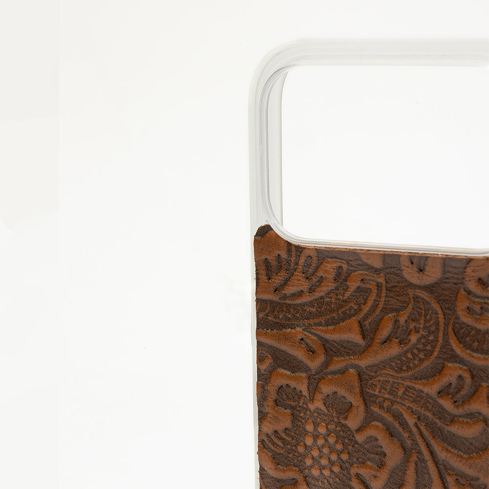 Myra Timber Cut Embossed Leather iPhone 17 Pro Mobile Case