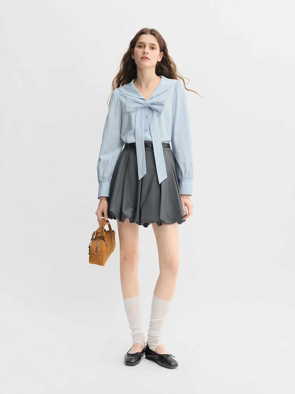 Ballet Bud Skirt Chic Gray Autumn Style