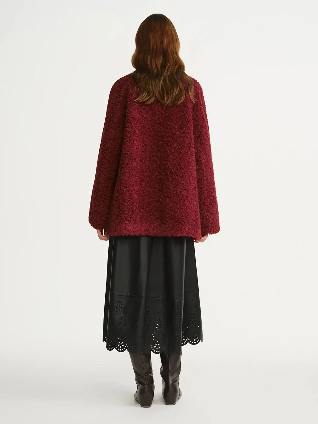 Burgundy Faux Fur Coat