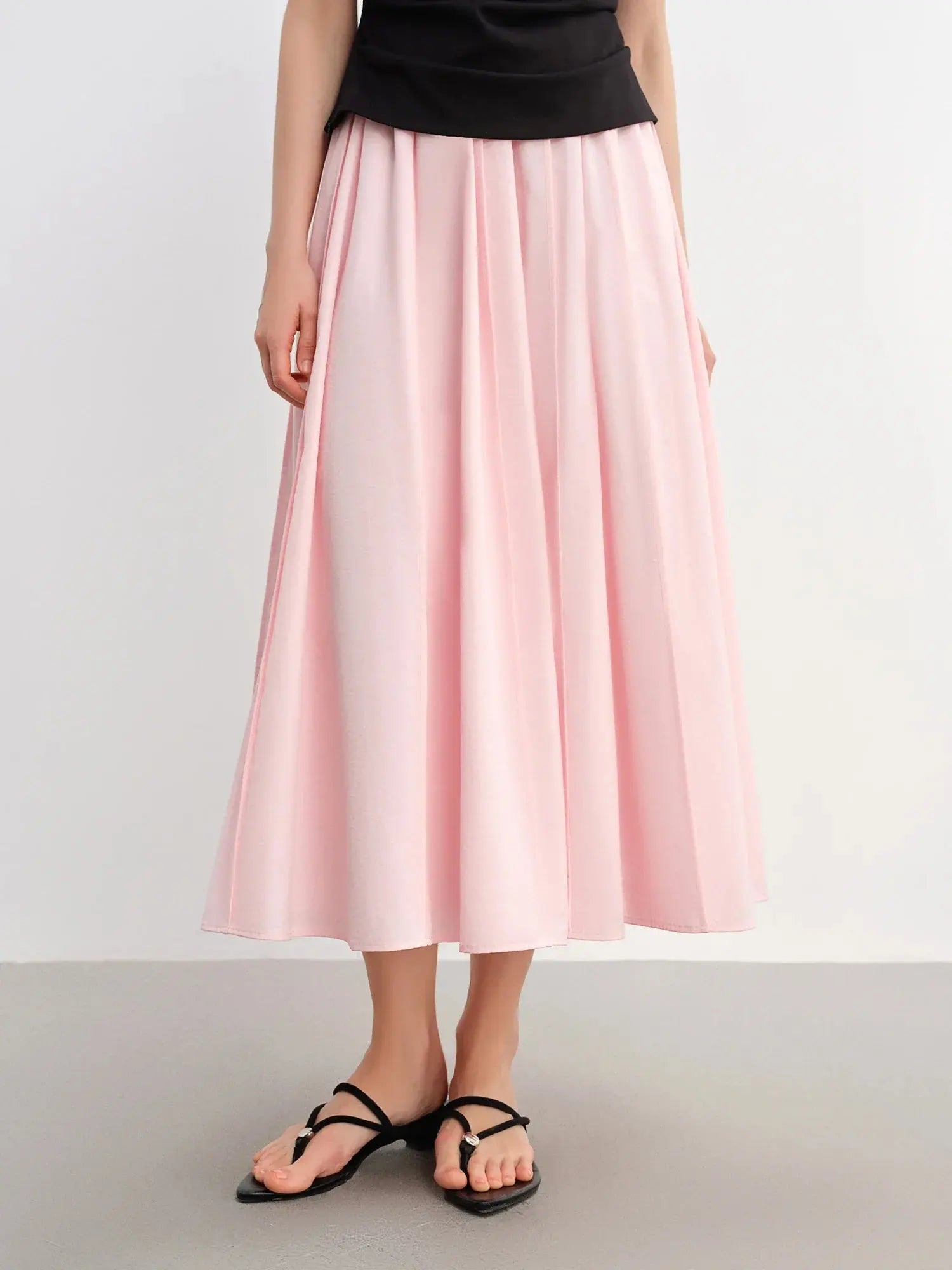 Long Pleated Slimming Skirt