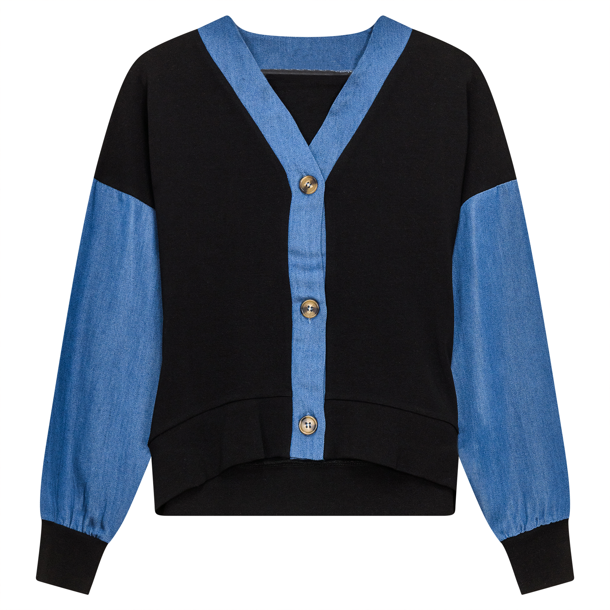 Denim Combo Cardigan