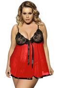 Red and Black Mesh Babydoll