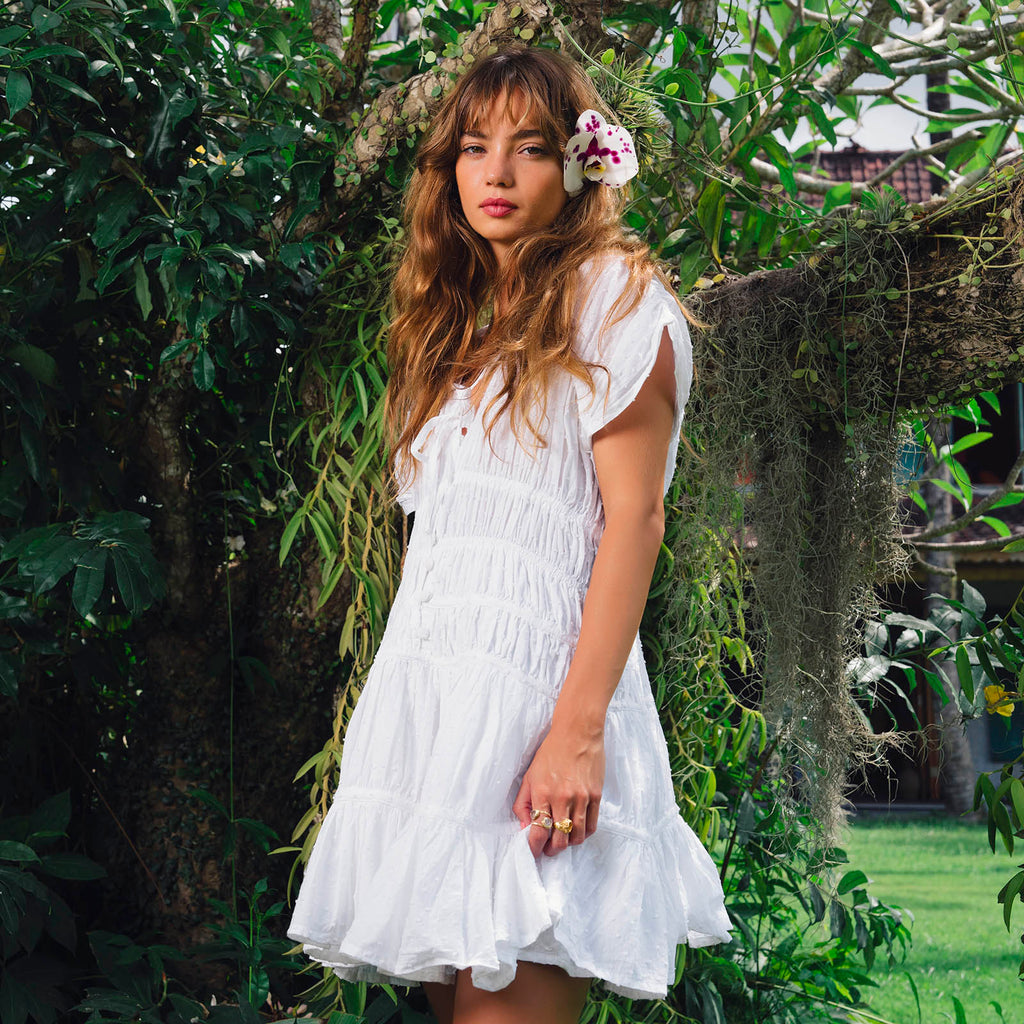 Evening In Monaco - Mini Ruffle Dress White