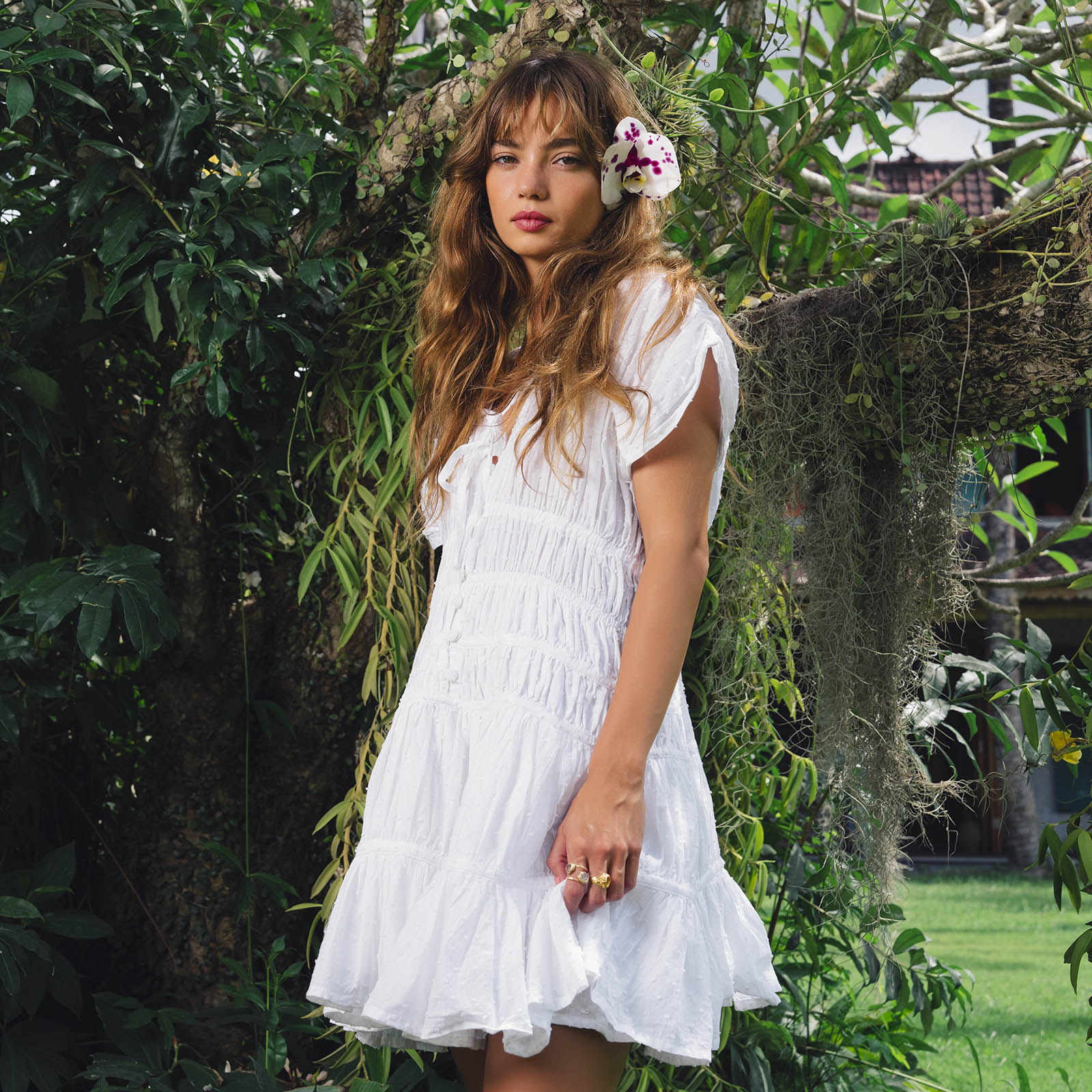 Evening In Monaco - Mini Ruffle Dress White