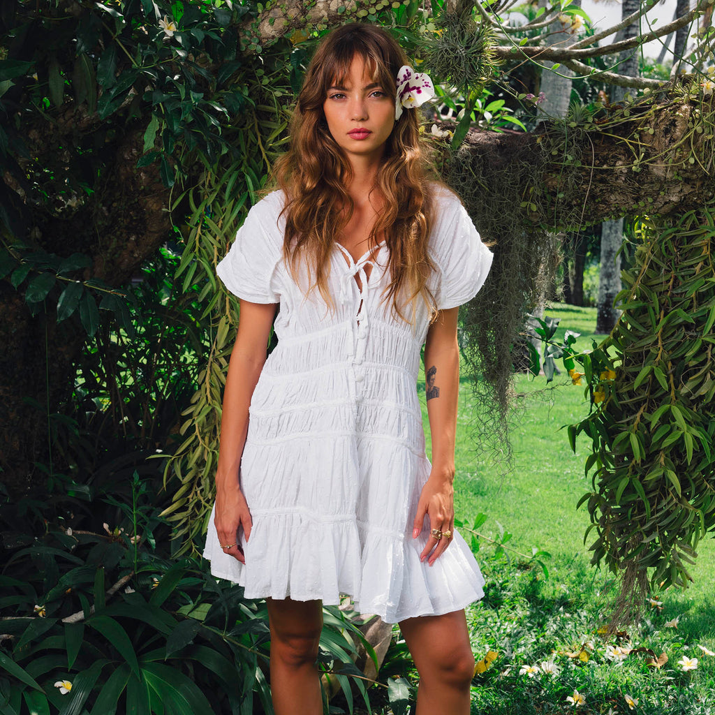 Evening In Monaco - Mini Ruffle Dress White