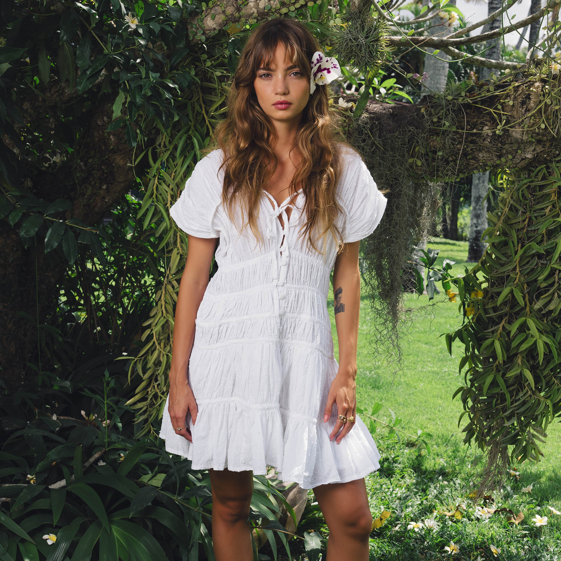 Evening In Monaco - Mini Ruffle Dress White