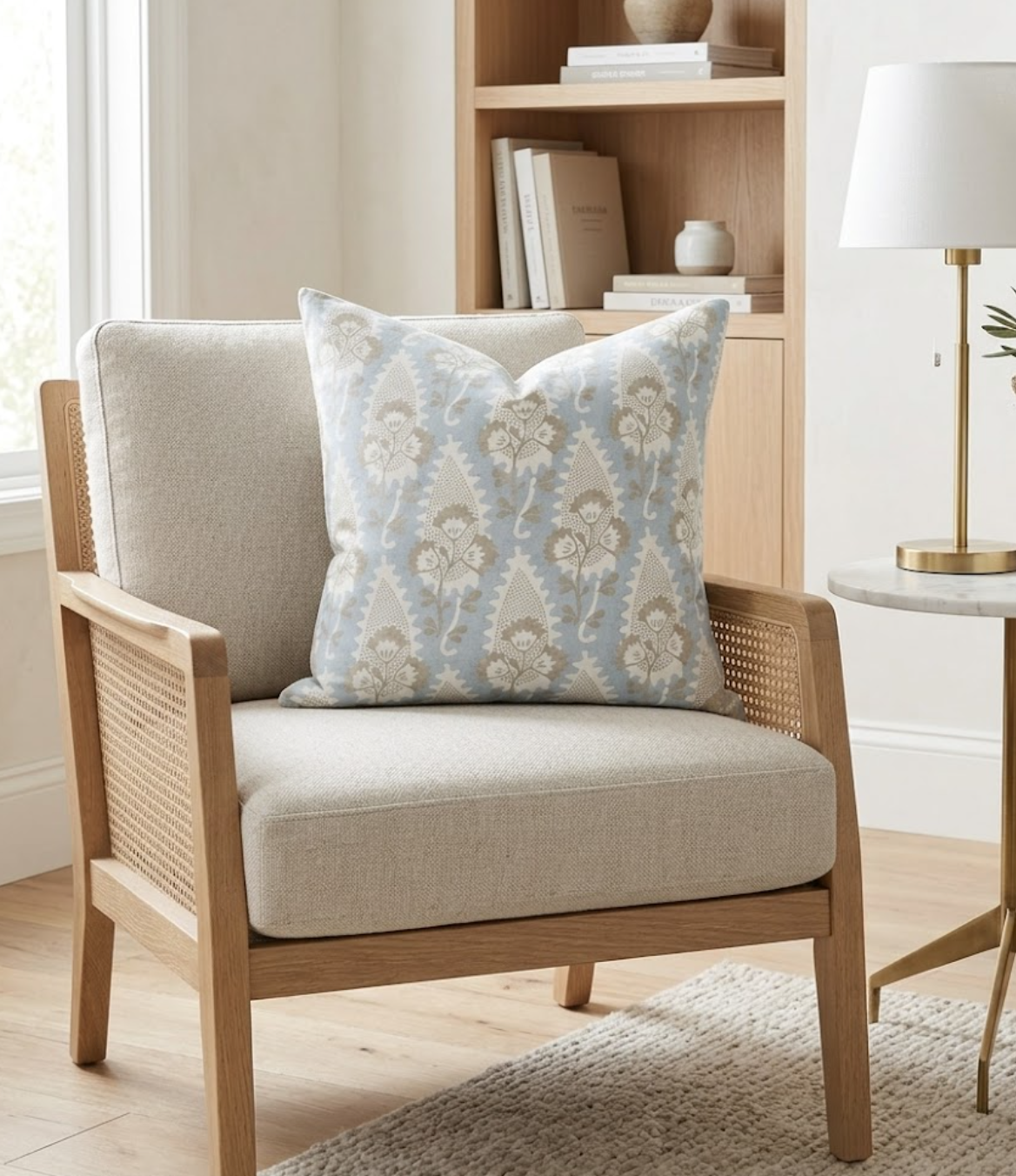 Cornwall Floral Pillow Cover in Sky Blue, Thibaut Pillows
