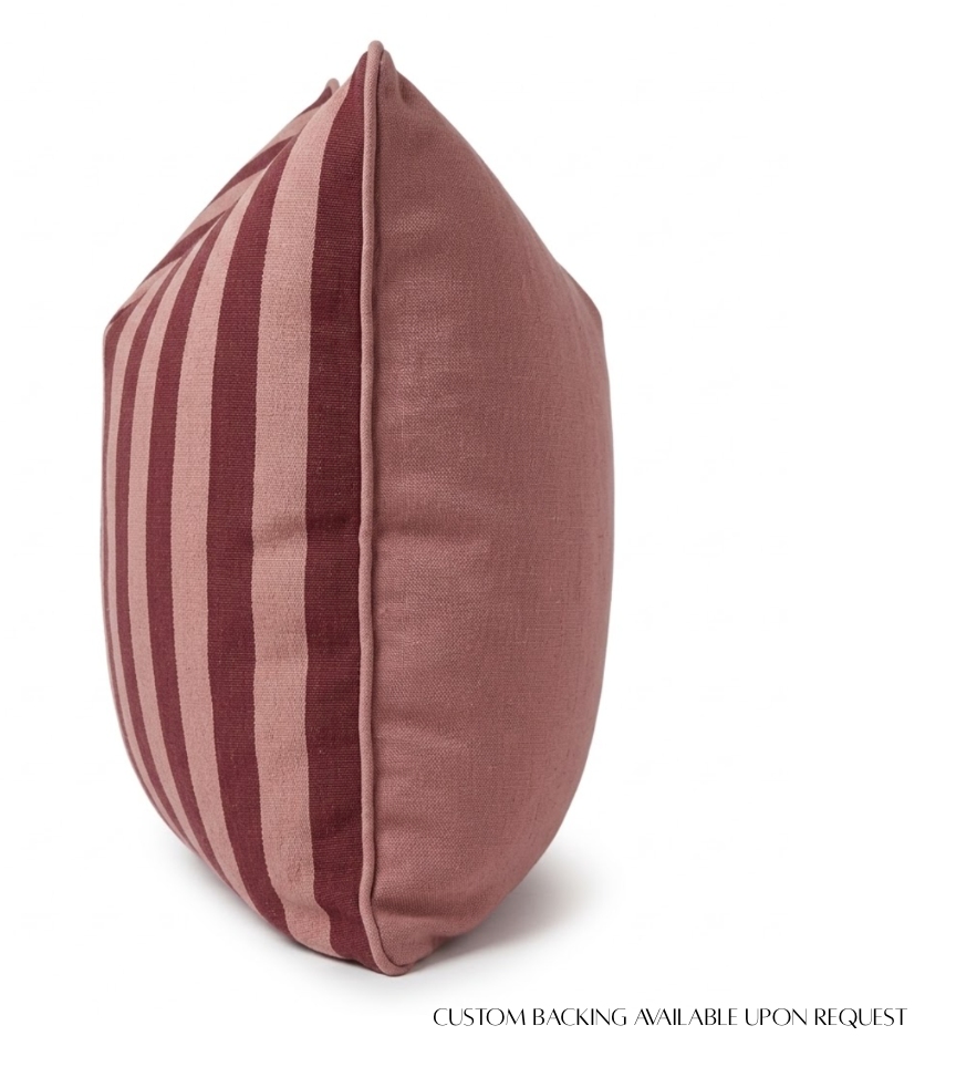Hanson Stripe Pillow Cover in Raspberry, Schumacher Textiles