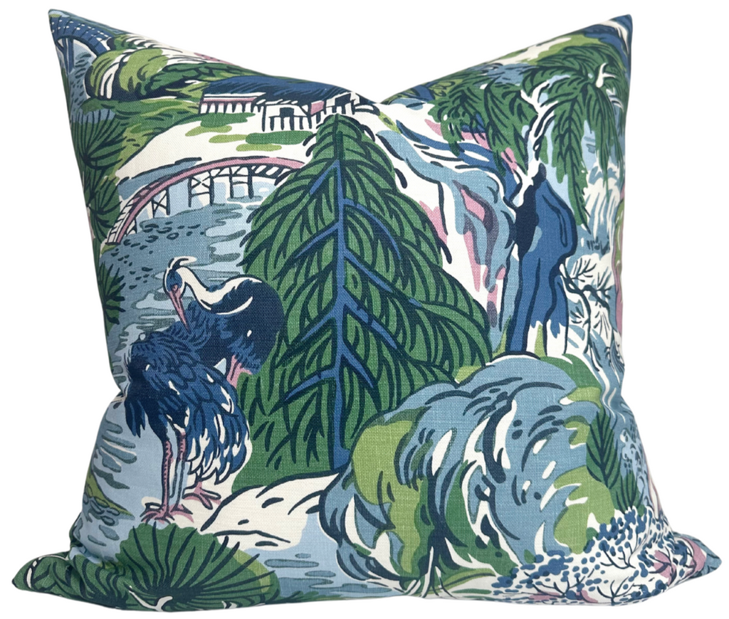 Pagoda Pillow Cover in Blue, Thibaut Pillows