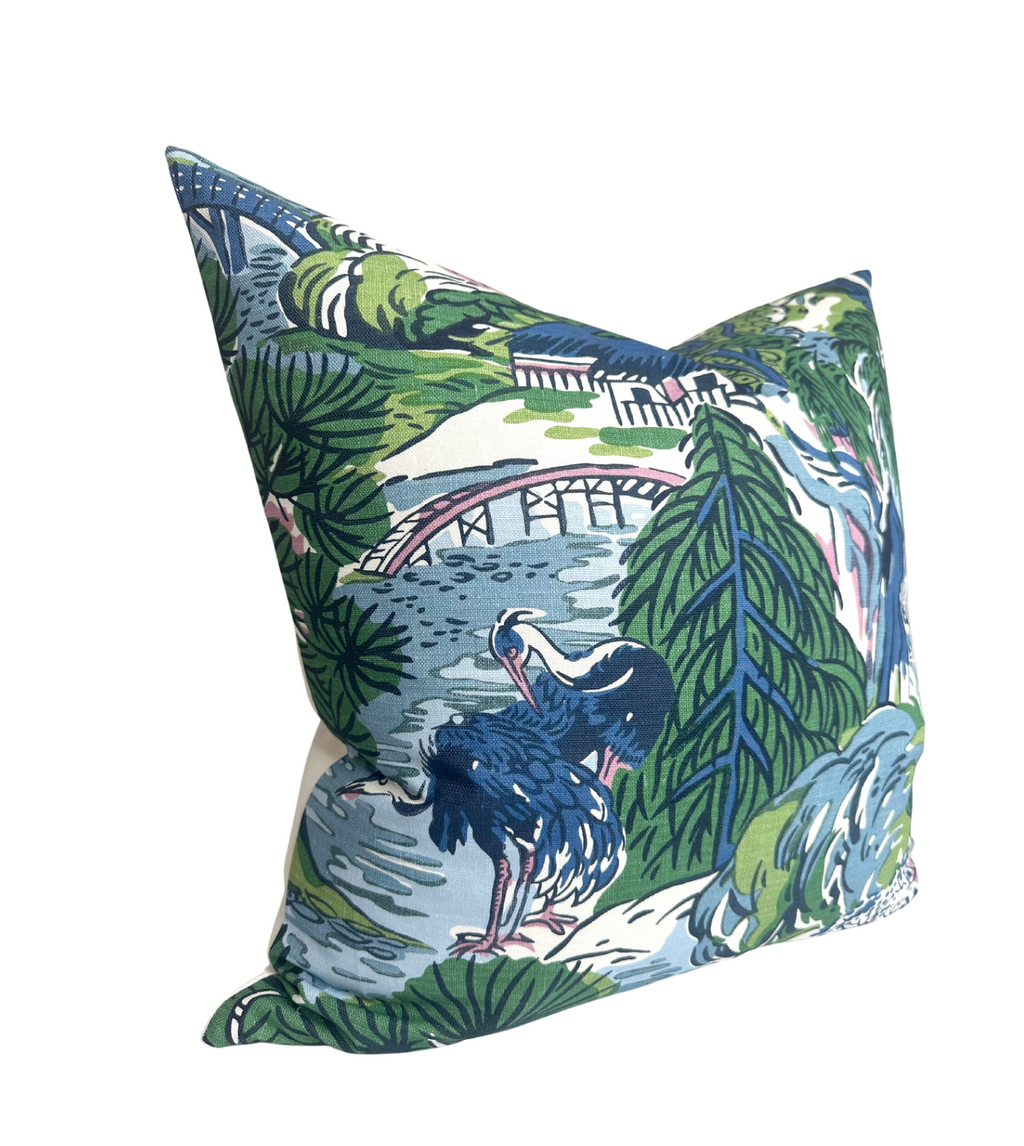 Pagoda Pillow Cover in Blue, Thibaut Pillows