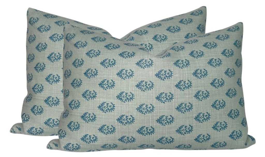 Rajmata Pillow Cover in Blue/Blue, Peter Dunham Textiles