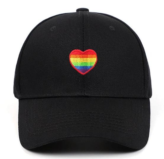 🌈 Pride Heart Embroidered Baseball Cap – Unisex Adjustable Hat (Lots of Color Choices!)