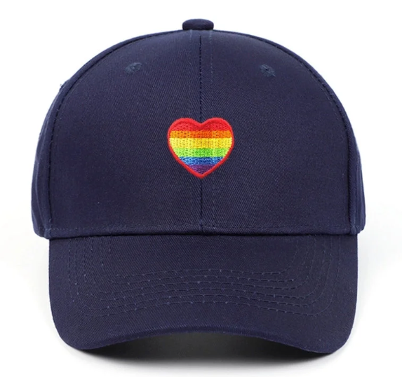 🌈 Pride Heart Embroidered Baseball Cap – Unisex Adjustable Hat (Lots of Color Choices!)