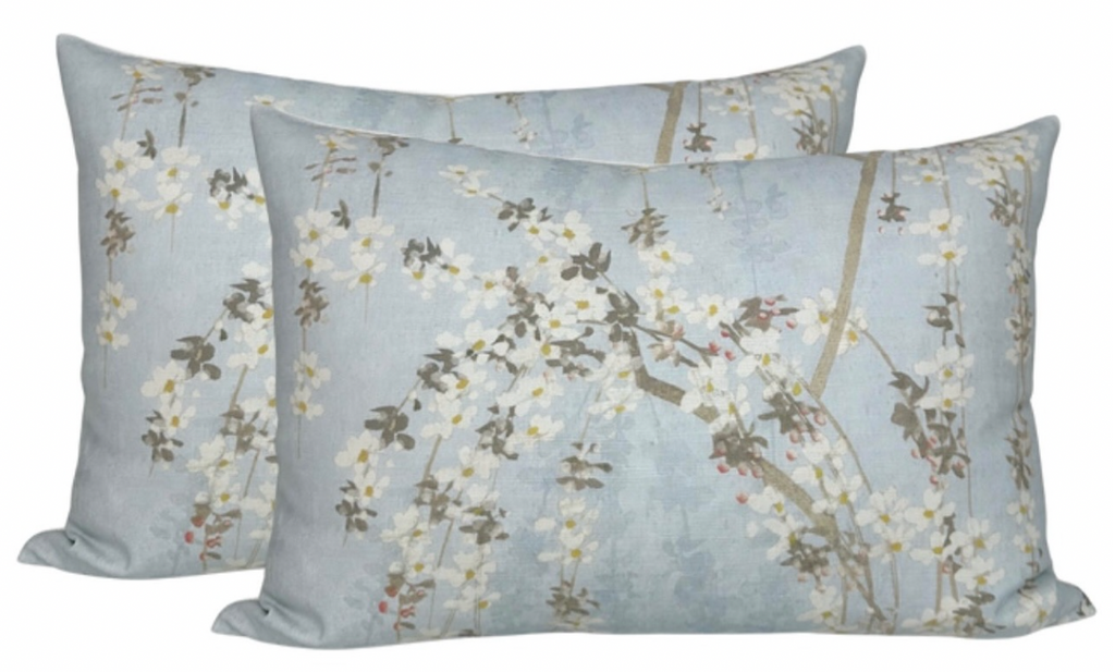 Weeping Blossom Pillow Cover in Blue, Thibaut Pillows