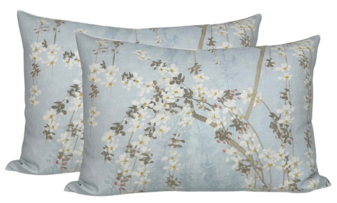 Weeping Blossom Pillow Cover in Blue, Thibaut Pillows