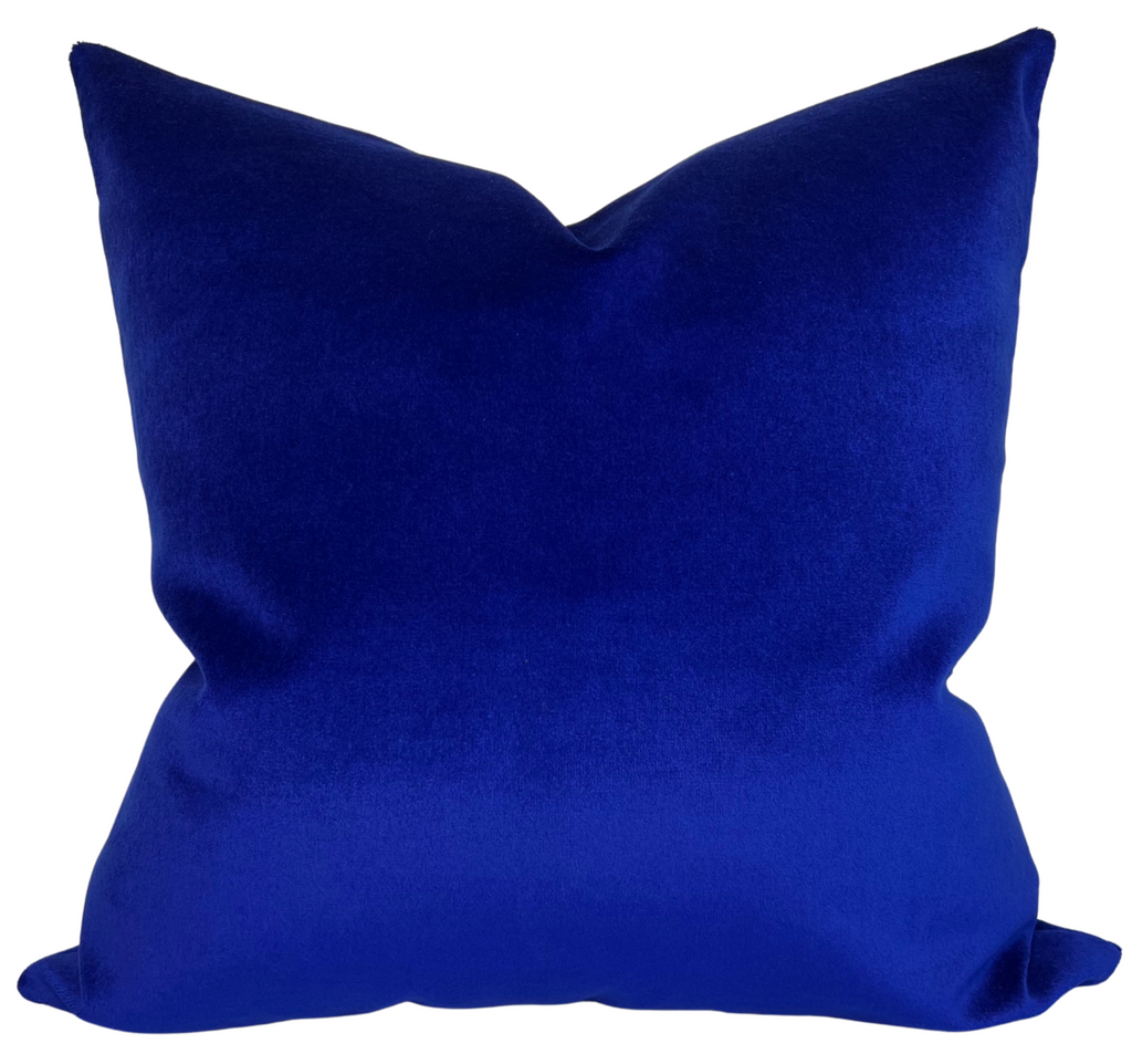 Royal Blue Performance Velvet Pillow Cover, Perennials Plushy, Indoor Outdoor Pillow
