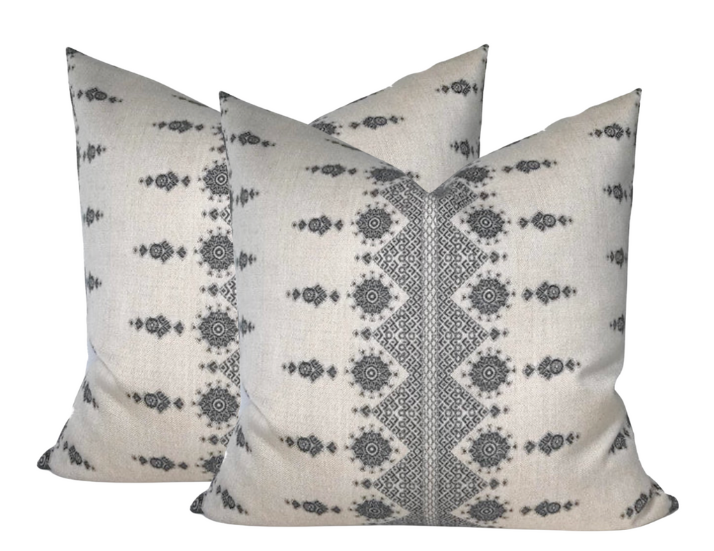 Carmania Pillow Cover in Charcoal, Indoor Outdoor Pillows, Peter Dunham Textiles
